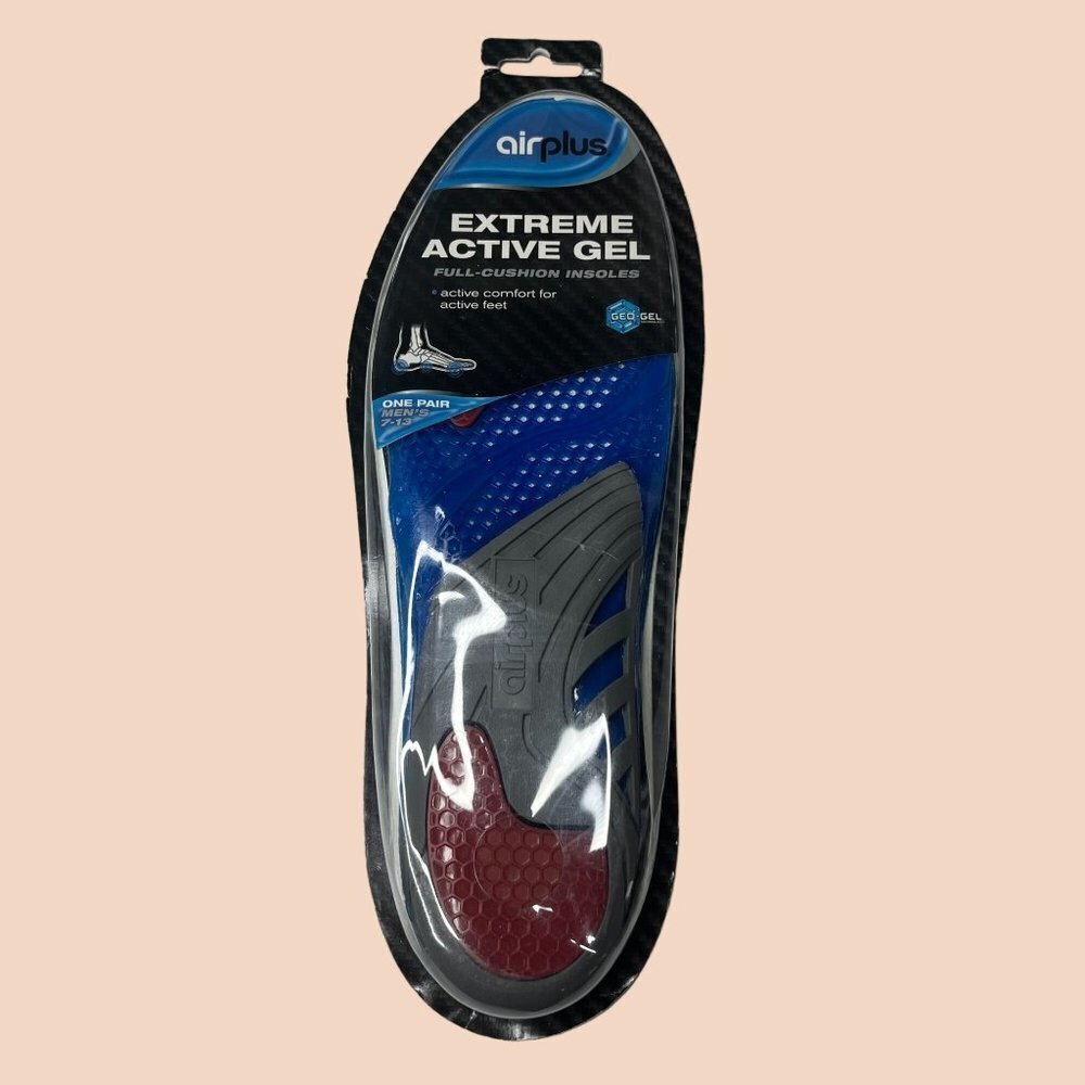 Airplus Insoles Mens 1-Pair 7-13 Blue Gray Cushion Active Gel‎ Comfort